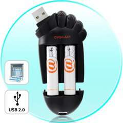 usb battery charger with 4 free rechargeable AAA batteries
