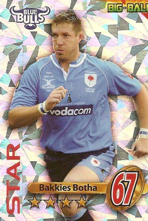 2010 BIG BALL RUGBY CARDS COLLECTIION - BAKKIES BOTHA STAR CARD BB 02