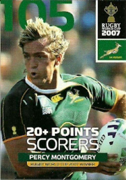 2011 BIG BALL RUGBY WORLD CUP COLLECTION - PERCY MONTGOMERY   20+ SCORES  CARD NR 118