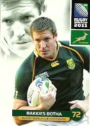 2011 BIG BALL RUGBY WORLD CUP COLLECTION - BAKKIES BOTHA BASE CARD NR 62