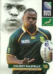 2011 BIG BALL RUGBY WORLD CUP COLLECTION - CHILIBOY RALEPELLE BASE CARD NR 68