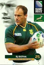 2011 BIG BALL RUGBY WORLD CUP COLLECTION - BJ BOTHA BASE CARD NR 64