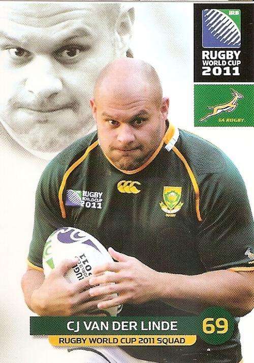 2011 BIG BALL RUGBY WORLD CUP COLLECTION - CJ VAN DER LINDE  BASE CARD NR 69