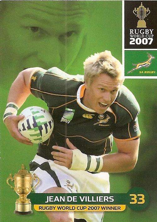 2011 BIG BALL RUGBY WORLD CUP COLLECTION - JEAN DE VILLIERS BASE CARD NR 145