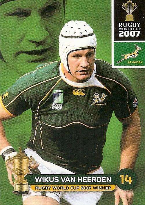 2011 BIG BALL RUGBY WORLD CUP COLLECTION - WIKUS VAN HEERDEN BASE CARD NR 157