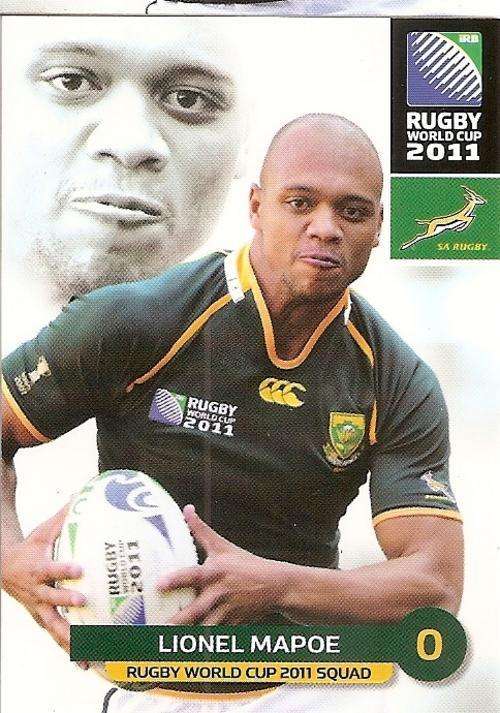 2011 BIG BALL RUGBY WORLD CUP COLLECTION - LIONEL MAPOE BASE CARD NR 87