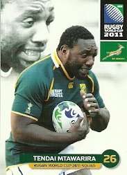 2011 BIG BALL RUGBY WORLD CUP COLLECTION - TENDAI MTAWARIRA BASE CARD NR 98