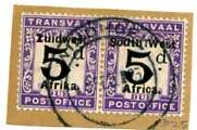 South West Africa Postage Due SACC27  5d Used pair on piece