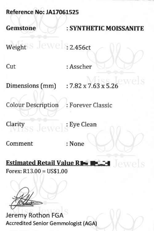2.456ct Forever Classic Asscher Moissanite