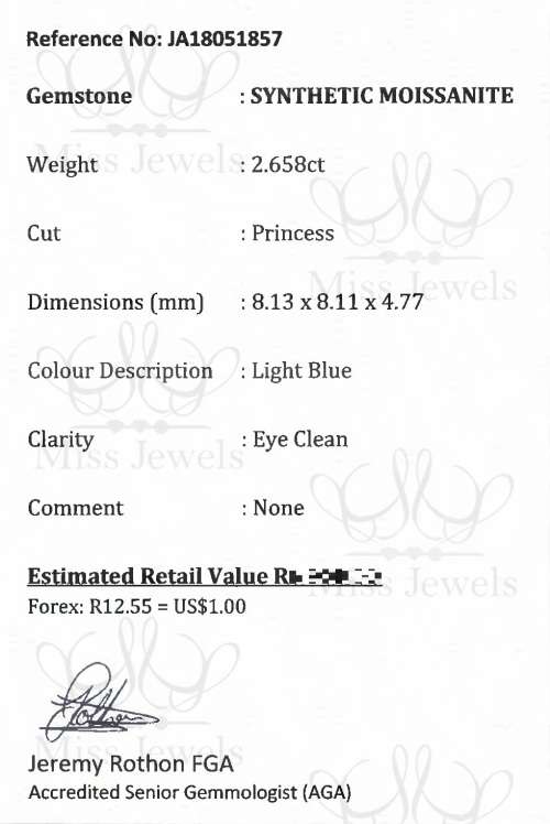 2.658ct Light Blue Moissanite