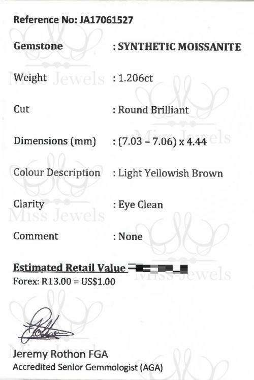 1.206ct Light Yellowish Brown Moissanite