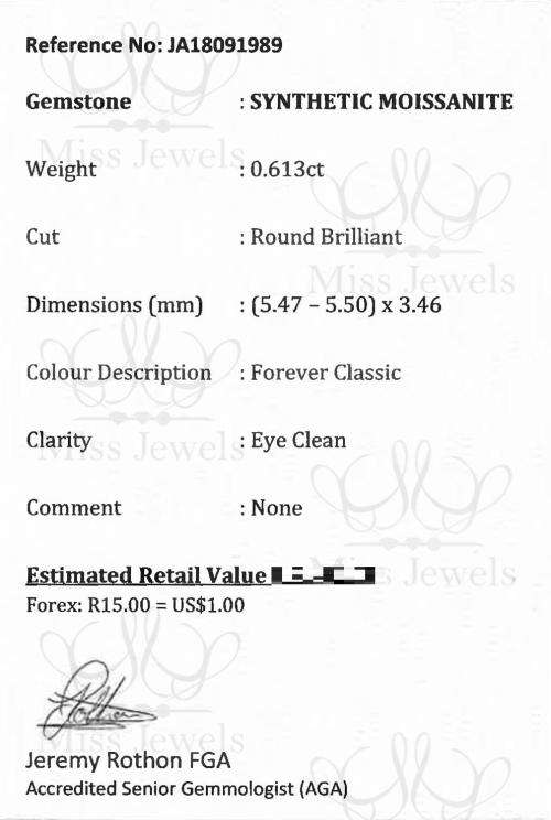 0.613ct Forever Classic Moissanite