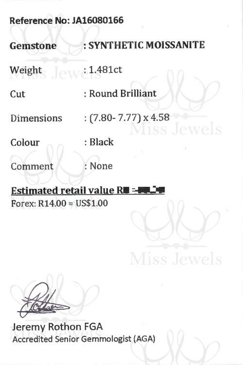 1.481ct Black Moissanite