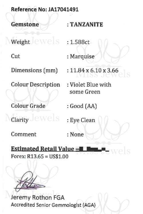 1.588ct Marquise Cut Genuine Tanzanite