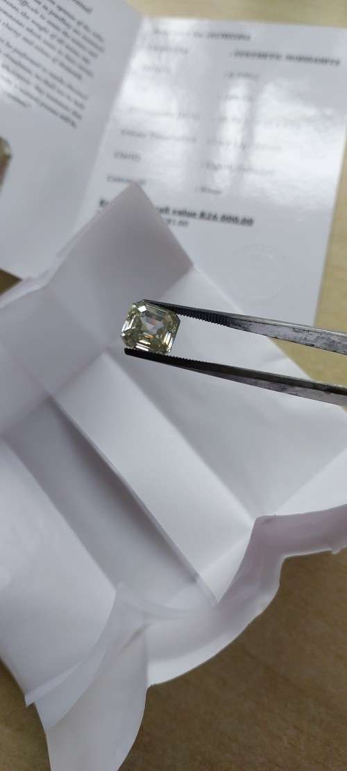 6.336ct Very Light Green Asscher Moissanite