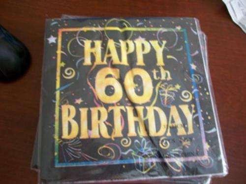 HAPPY 60TH BIRTHDAY SERVIETTES - PACK OF 20