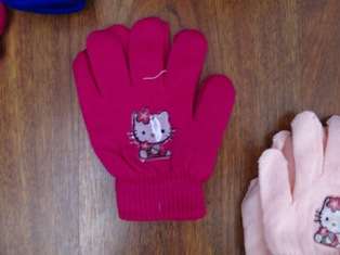 GIRLS PINK HELLO KITTY GLOVES
