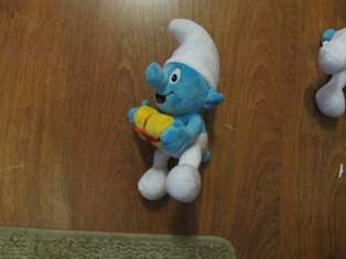 SMURF - boy with gift - SOFT TOY +-27CM
