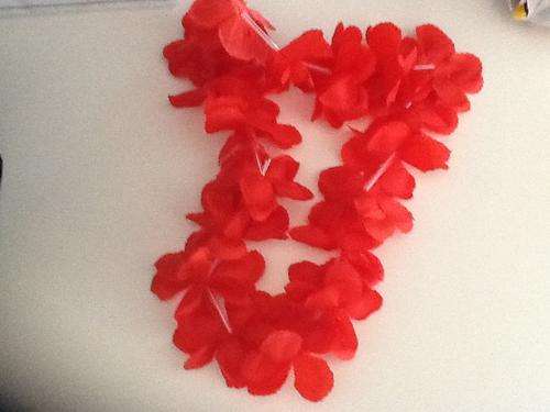 Red flower string necklace , hawaiian party