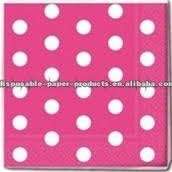 Pink and white 3 ply polka dot serviettes - 20 per pack - perfect for minnie party