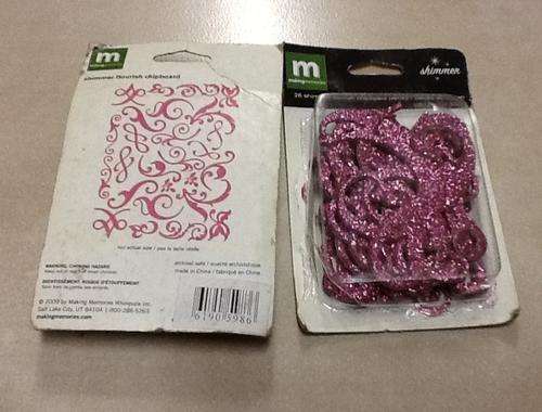 Making memories Chipboard Swirls and twirls pink shimmer - scrapbook was R35