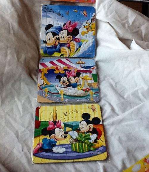 mickey and minnie mouse 12 PIECE MINI PUZZLE - 3 puzzles in pack - great for party favor