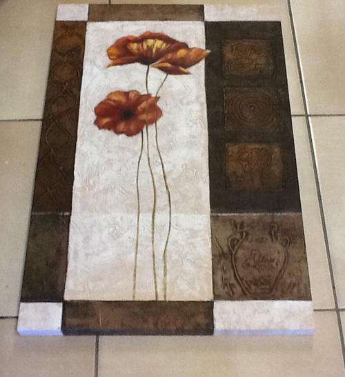 Art canvas orange and red flowers 90x60cm - wall picture painting