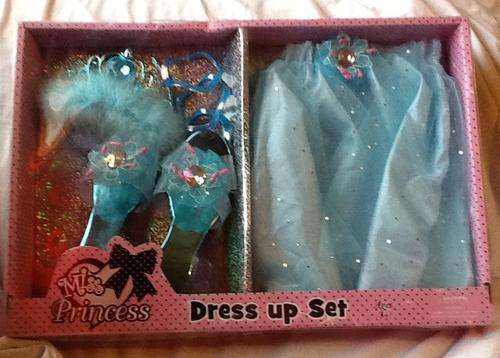DRESS up set for girls in box - blue princess - skirt, heels, ellisband tiara, bangles
