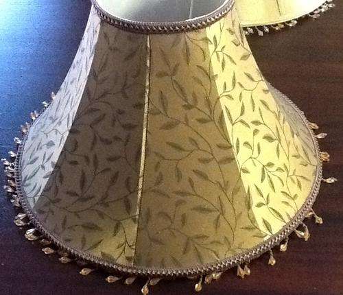 Large brown lampshade - stunning design - hanging beads