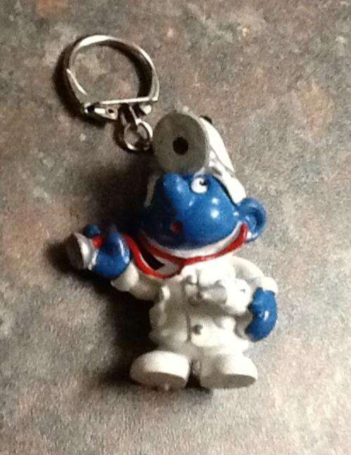SMURFs plastic figurine 6cm keyring - work for cake toppers - bit dirty from supplier old stock