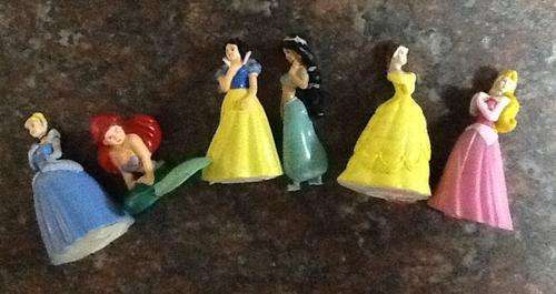 6 princess figurine set - ariel, jasmine, cinderella, belle etc (5-6cm - great cake topper