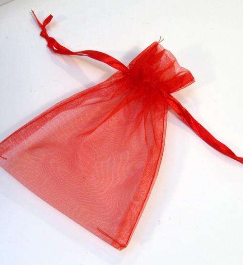 Organza bag - red color -  16x23cm