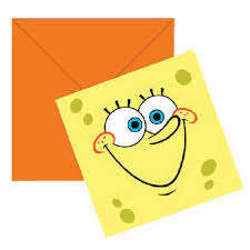 KIDS PARTY invitation (6) with envelope - spongebob