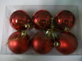 Xmas , Christmas Decorations  - pack with 6 red balls 6cm