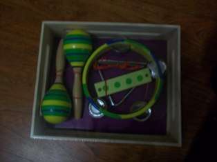 wooden box with musical instruments - stunning qaulity