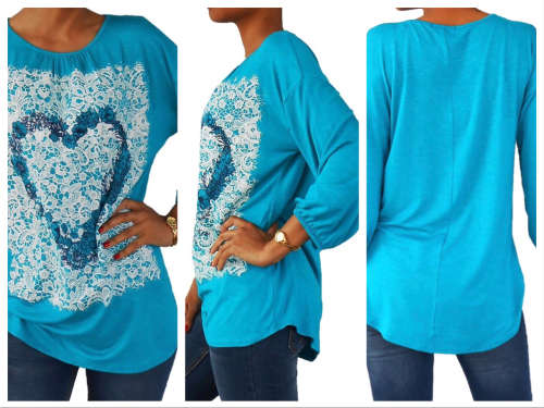 Ladies heart print top - size 34