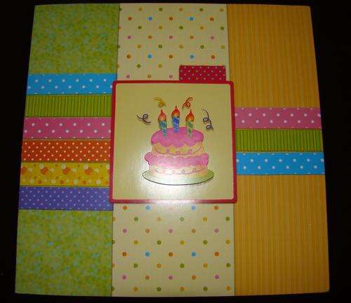 Mini Cardboard birthday scrapbook + extra handmade paper