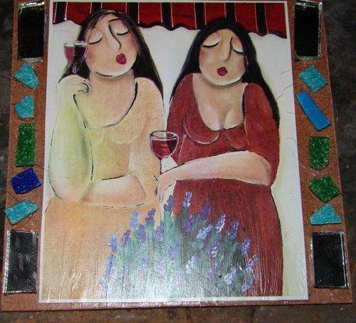 2 Ladies - Decoupage on wood with a twist