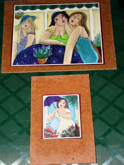 3 Ladies - Decoupage on wood