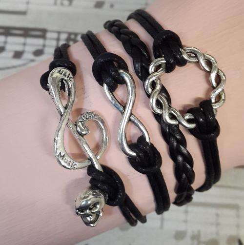 Infinity Bracelet - Celtic Circle, Music Note with skull & Infinity