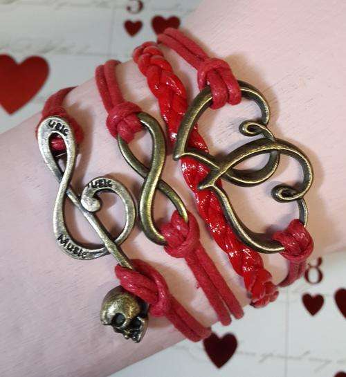 Infinity Bracelet - Hearts, Music Note with skull & Infinity