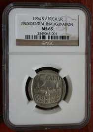MANDELA NGC GRADED MS65 INAUGURATION R5 COIN **HIGH GRADE**