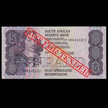 South Africa R5 Bank Note - CL Stals - Uncirculated - Sealed - AN6462411.