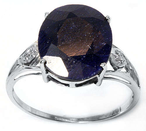 10K WHITE GOLD SAPPHIRE AND DIAMOND RING