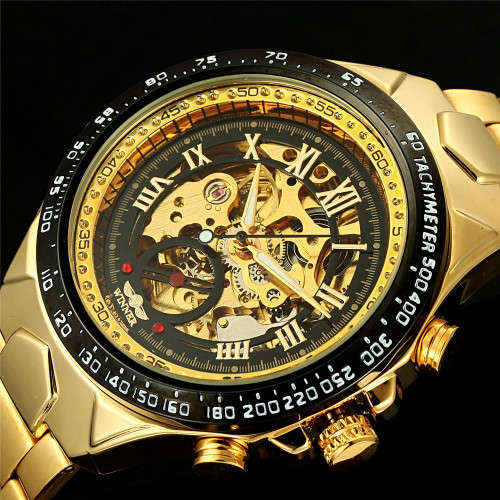 Men's Automatic Watch Silver Steel Skeleton Cash On Delivery Available