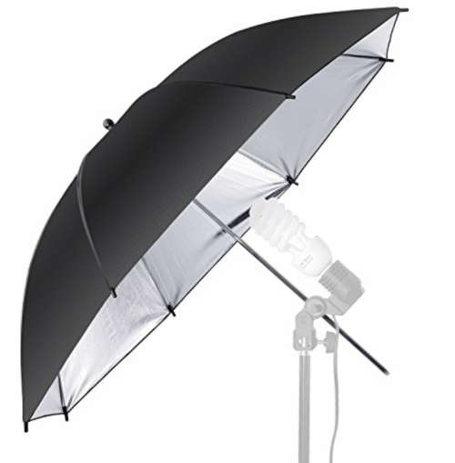 STUDIO FLASH SOFT TRANSLUCENT BLACK AND SILVER UMBRELLA