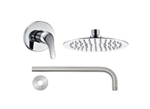 Round Shower Head, Round Shower Arm & Shower Mixer Set