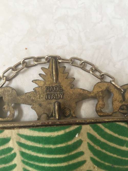 Vintage Italian silk pictures in Brass Frames