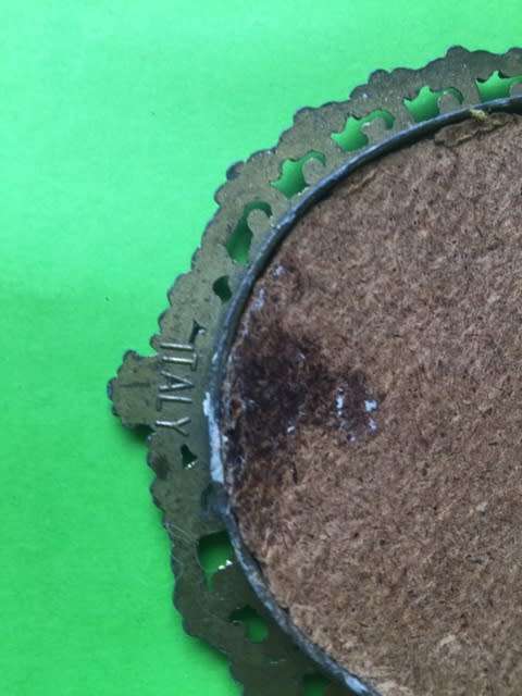 Set of 2 Vintage Italian silk pictures in Brass Frames - oval 120mm x 90mm