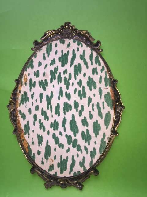 Vintage Italian silk pictures in Brass Frames - oval 220mm x 160mm